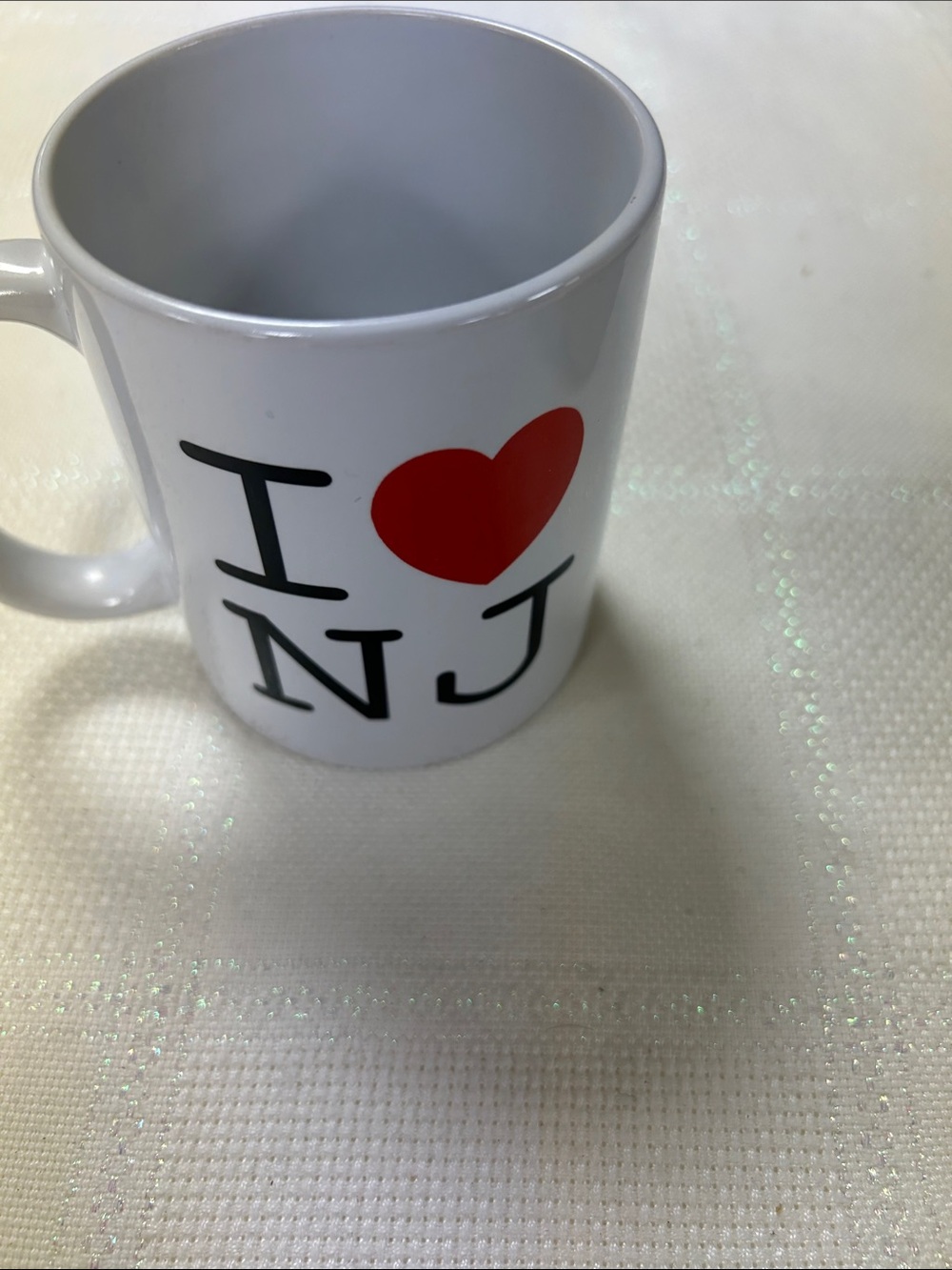 I ♥ NJ White Ceramic Mug with Red Heart. Comes with Nespresso cappuccino mug image 3